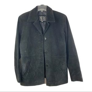 XOXO Black Leather Suede Button Up Blazer Jacket